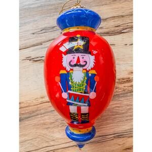 Pier 1 Li Bien/Inside Painted Nutcracker Christmas Ornament, Tear Drop Shaped